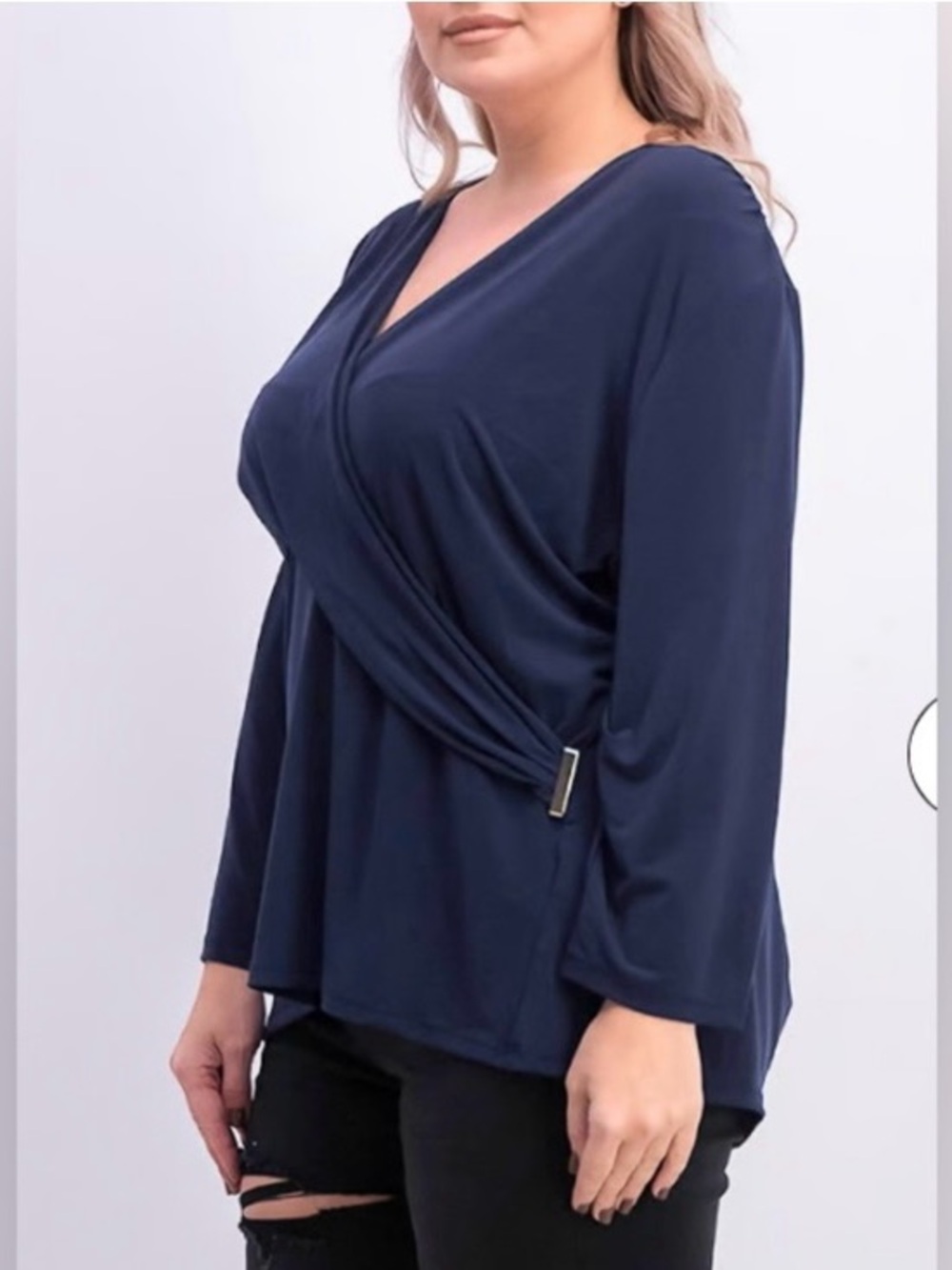 Charter Club Plus Size Faux-Wrap Top Intrepid Blue Size 2X